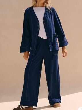 Strada Pant Set, navy, Free People CS, new with tags.